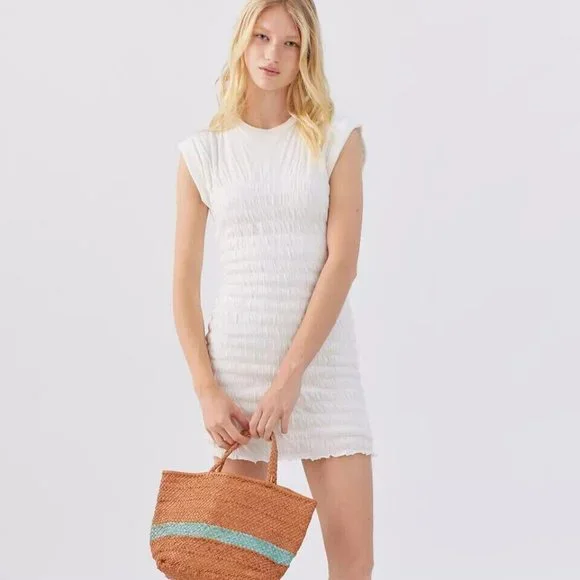 Urban Outfitters | Dresses | Urban Outfitters Uo Tatum Smocked Mini Dress  White Bodycon Cutout L Nwt | Poshmark